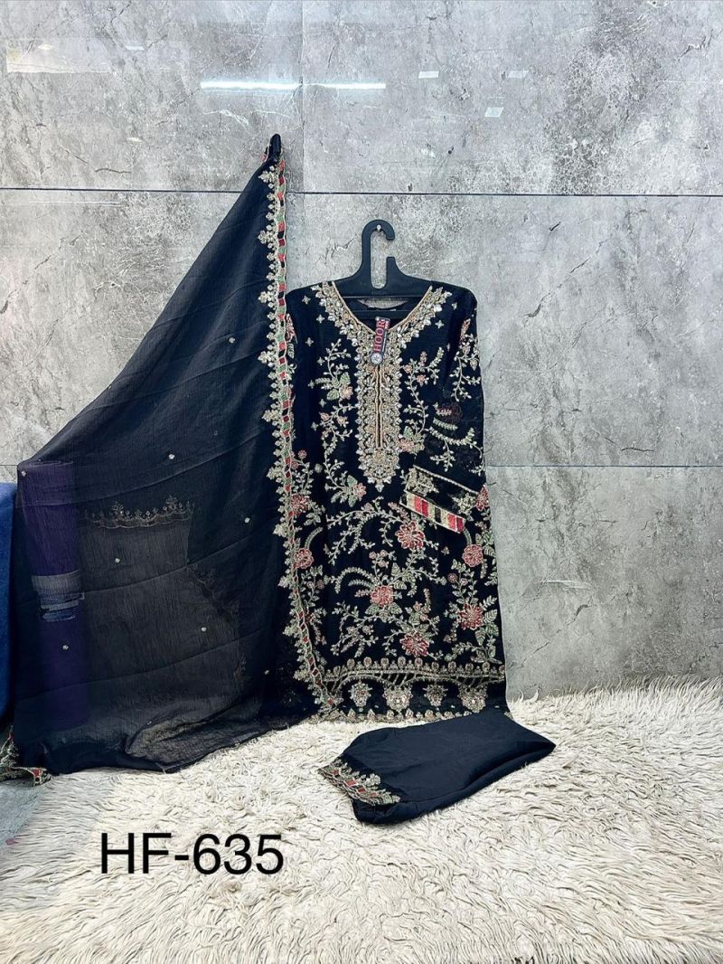 Hoor Tex 635 A To D Chiffon Embroidered Readymade Salwar Kameez — Wholesale Readymade Suit, hoor Tex wholesale from Surat — view 3