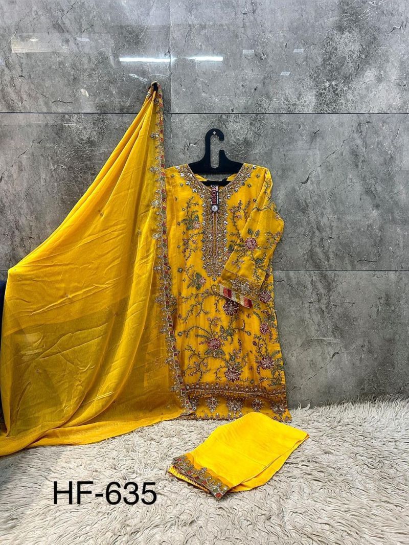 Hoor Tex 635 A To D Chiffon Embroidered Readymade Salwar Kameez — Wholesale Readymade Suit, hoor Tex wholesale from Surat — view 9