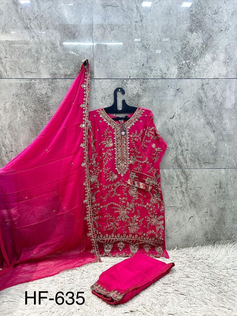 Hoor Tex 635 A To D Chiffon Embroidered Readymade Salwar Kameez — Wholesale Readymade Suit, hoor Tex wholesale from Surat — view 8