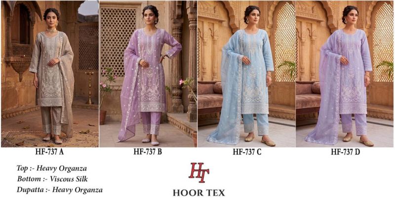 Hoor Tex 737  Heavy Organza Readymade Pakistani Salwar Suit — Wholesale Pakistani Suits, hoor Tex wholesale from Surat — view 4
