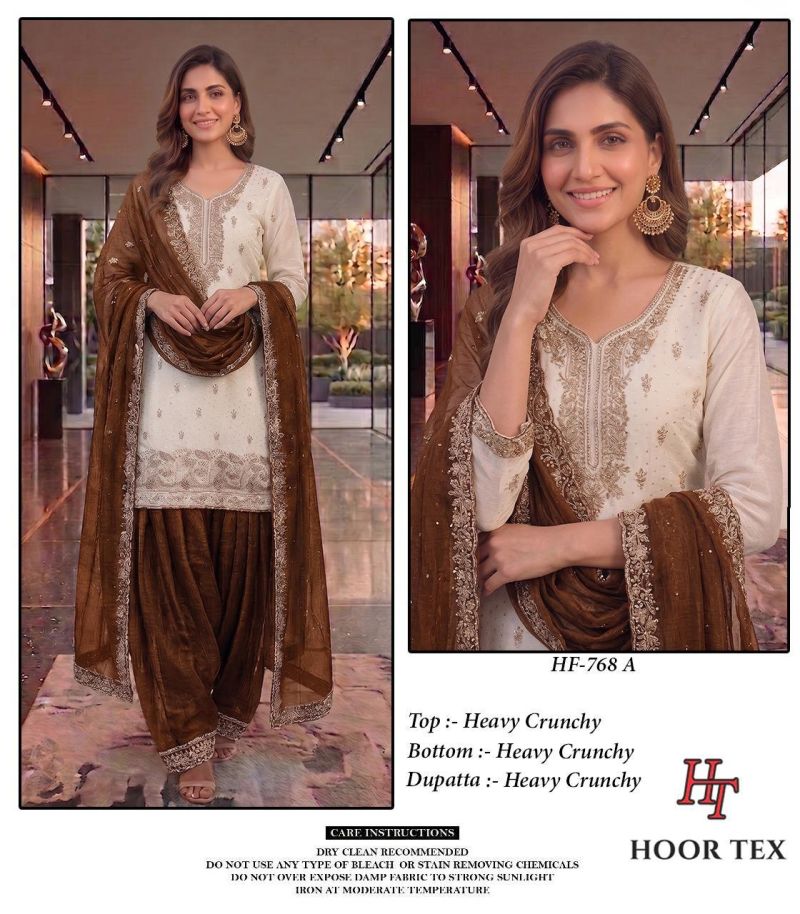 Hoor Tex 768 A To D Crunchy Embroidered Farshi Pakistani Salwar Kameez — Designer Readymade Suits, hoor Tex wholesale from Surat — view 3