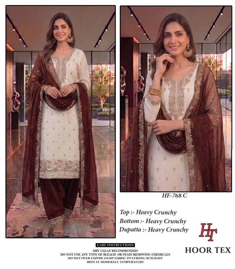 Hoor Tex 768 A To D Crunchy Embroidered Farshi Pakistani Salwar Kameez