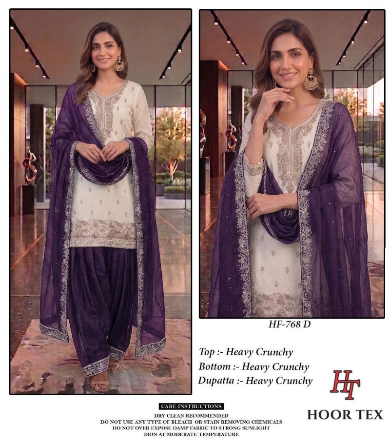 Hoor Tex 768 A To D Crunchy Embroidered Farshi Pakistani Salwar Kameez — Designer Readymade Suits, hoor Tex wholesale from Surat — view 9