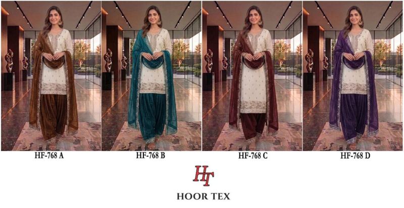 Hoor Tex 768 A To D Crunchy Embroidered Farshi Pakistani Salwar Kameez — Designer Readymade Suits, hoor Tex wholesale from Surat — view 4