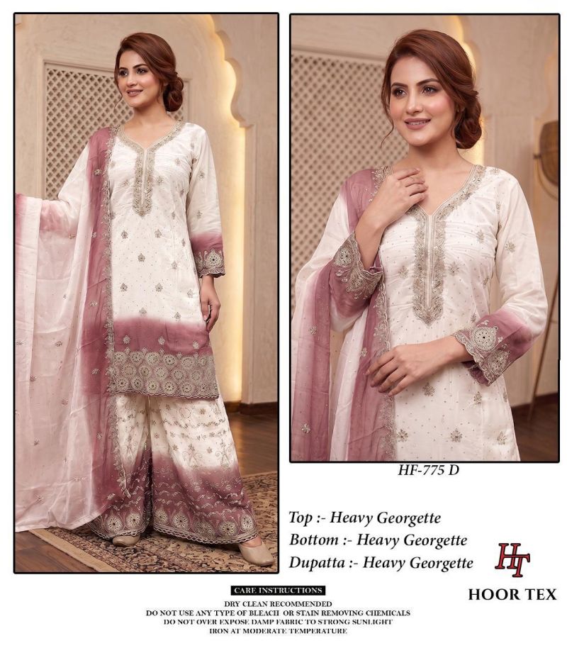 Hoor Tex 775 A To D Georgette Embroidered Salwar Kameeez Catalog — Wholesale Salwar Suits, hoor Tex wholesale from Surat — view 4