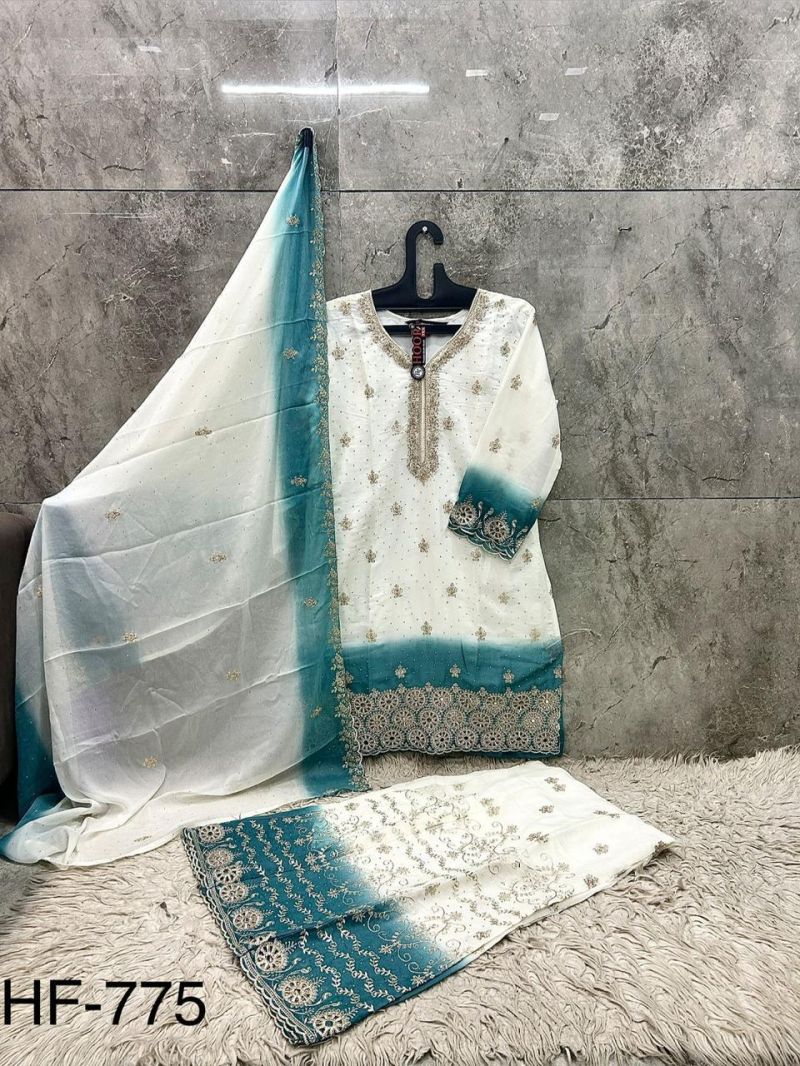 Hoor Tex 775 A To D Georgette Embroidered Salwar Kameeez Catalog — Wholesale Salwar Suits, hoor Tex wholesale from Surat — view 7