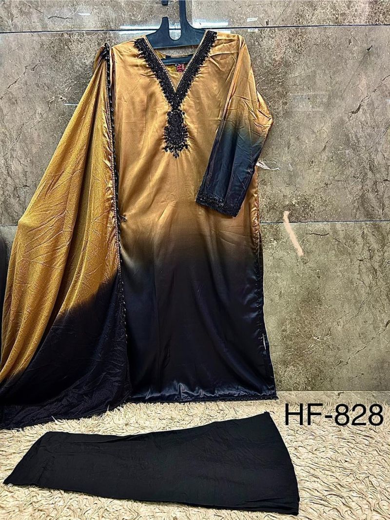 Hoor Tex 828 A To D Heavy Natural Crepe Pakistani Salwar Kameez Catalog — Wholesale Kurtis, hoor Tex wholesale from Surat — view 4