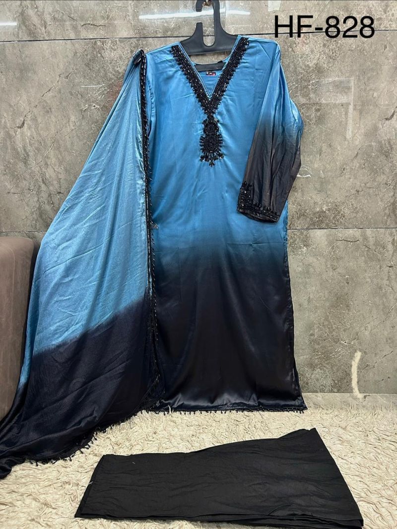 Hoor Tex 828 A To D Heavy Natural Crepe Pakistani Salwar Kameez Catalog — Wholesale Kurtis, hoor Tex wholesale from Surat — view 5