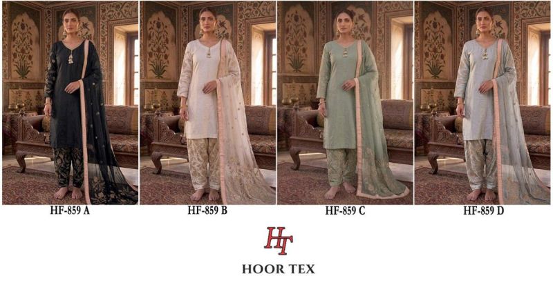 Hoor Tex 859 A To D Malai Satin Embroidered Salwar Kameez — Wholesale Designer Salwar Suits, MPA wholesale from Surat — view 3