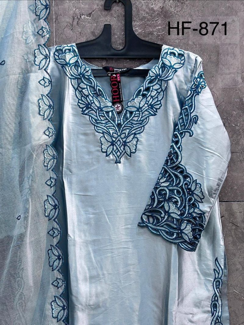 Hoor Tex 871 A To D Malai Satin Embroidered Patiyala  Salwar Kameez — Designer Readymade Suits, hoor Tex wholesale from Surat — view 3