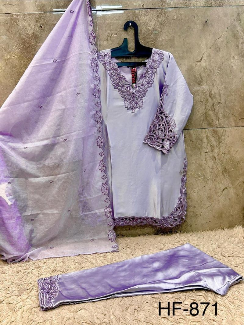 Hoor Tex 871 A To D Malai Satin Embroidered Patiyala  Salwar Kameez — Designer Readymade Suits, hoor Tex wholesale from Surat — view 2