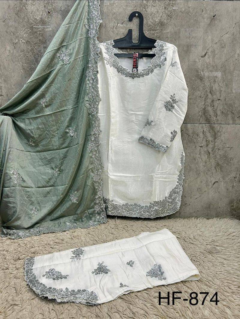 Hoor Tex 874 Roman Glass Silk Embroidered Salwar Kameez — Wholesale Pakistani Suits, hoor Tex wholesale from Surat — view 9