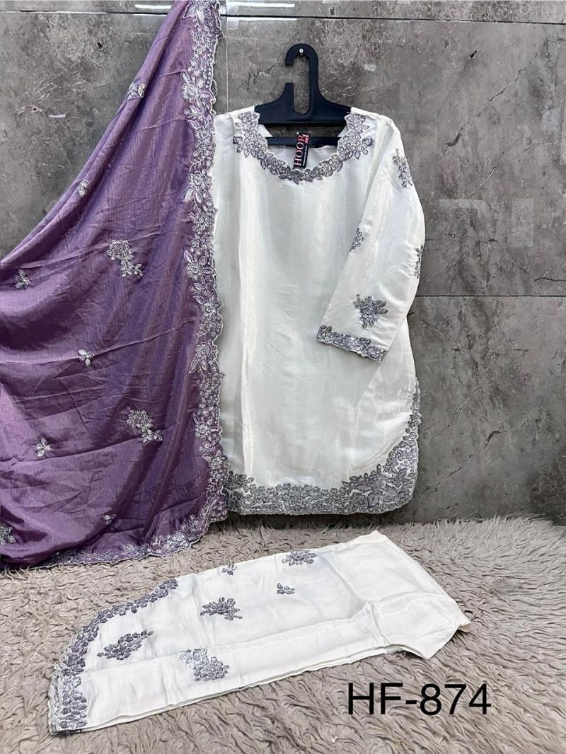 Hoor Tex 874 Roman Glass Silk Embroidered Salwar Kameez — Wholesale Pakistani Suits, hoor Tex wholesale from Surat — view 6