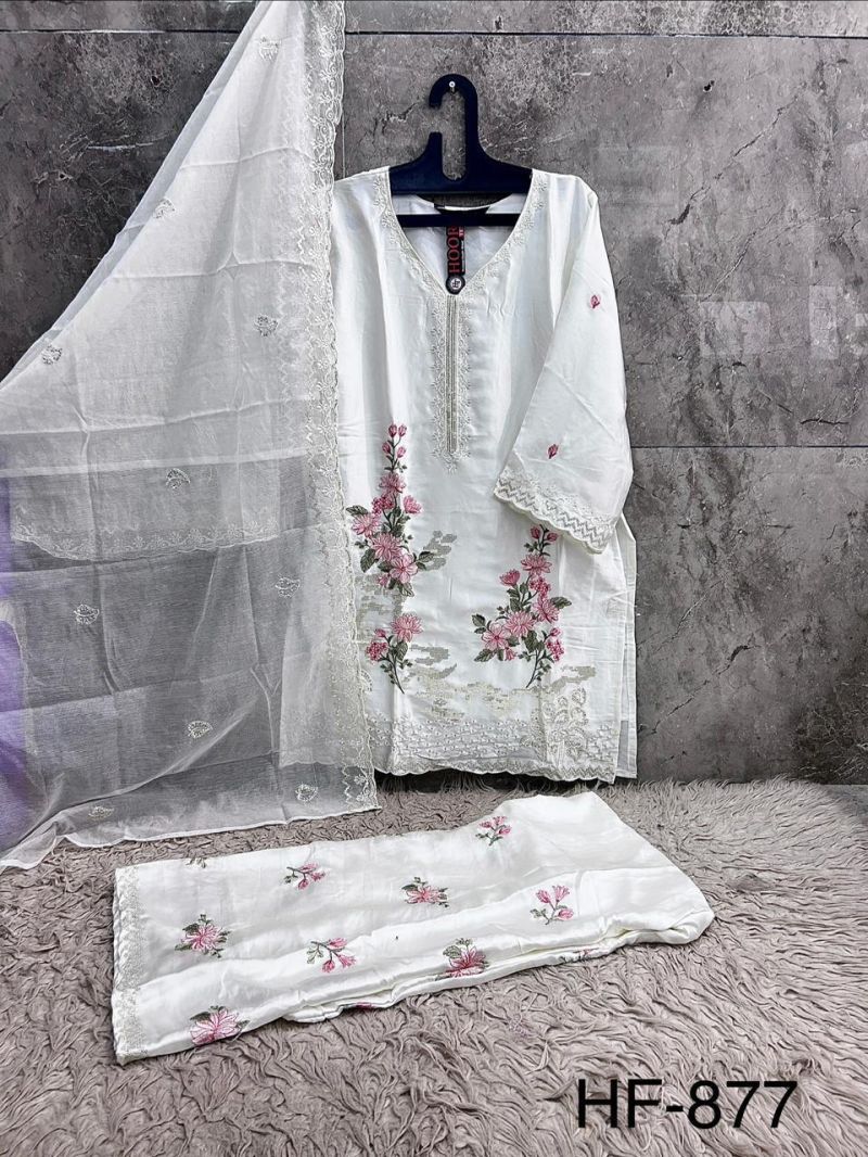 Hoor Tex 877 A To D Malai Satin Embroidered Salwar Kameez Catalog — Wholesale Kurtis, hoor Tex wholesale from Surat — view 6