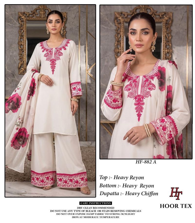Hoor Tex 882 A To D Rayon Embroidered Readymade Salwar Kameez — Wholesale Readymade Suit, MPA wholesale from Surat — view 7