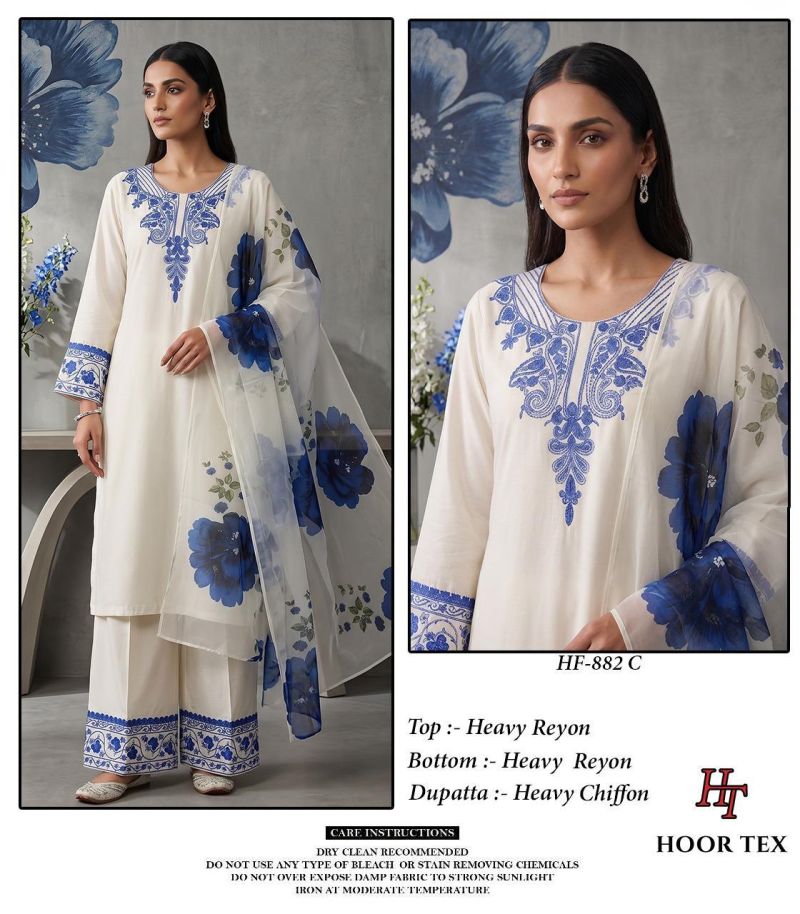 Hoor Tex 882 A To D Rayon Embroidered Readymade Salwar Kameez