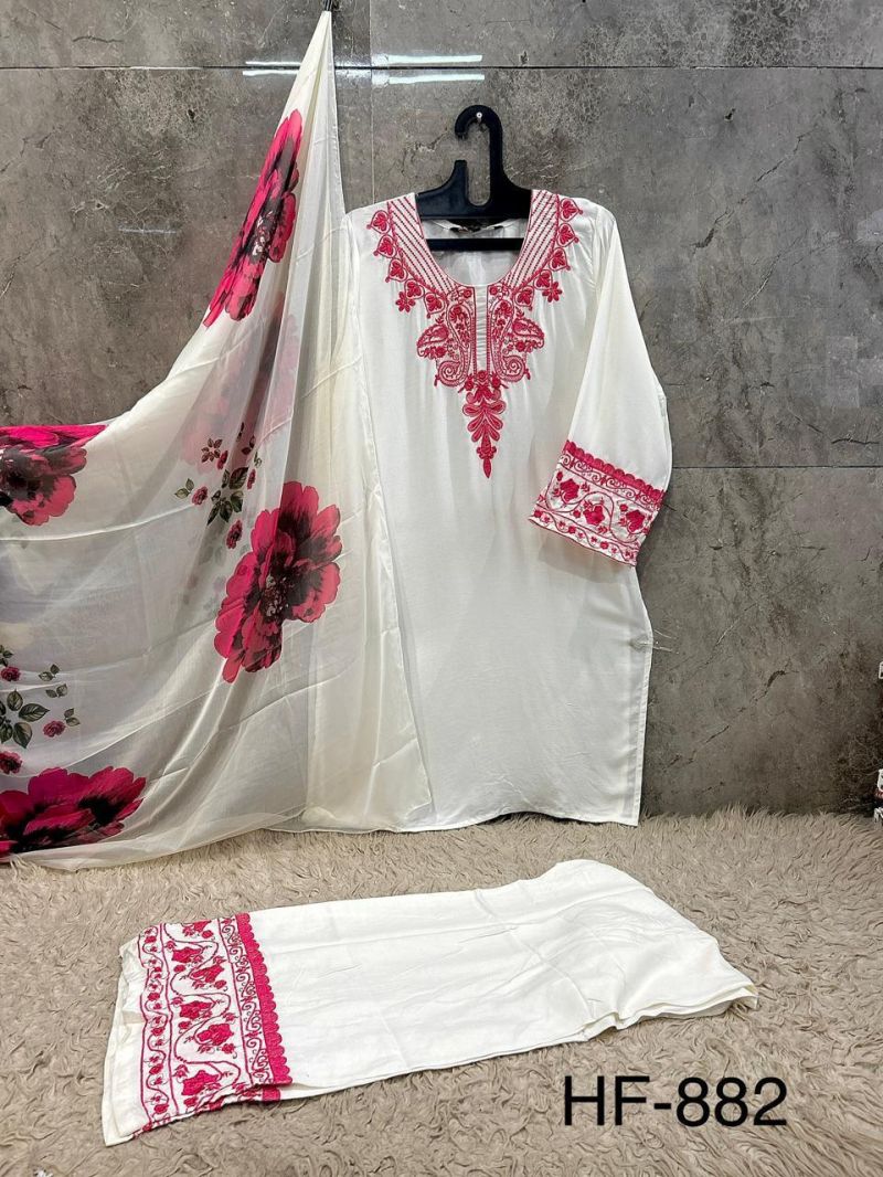 Hoor Tex 882 A To D Rayon Embroidered Readymade Salwar Kameez — Wholesale Readymade Suit, MPA wholesale from Surat — view 4