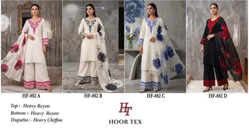 Hoor Tex 882 A To D Rayon Embroidered Readymade Salwar Kameez — Wholesale Readymade Suit, MPA wholesale from Surat — view 9