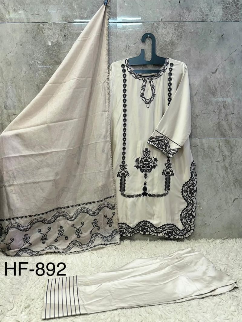 Hoor Tex 892 A To D Rayon Satin Embroidered Salwar Kameez Catalog — Wholesale Readymade Suit, hoor Tex wholesale from Surat — view 6