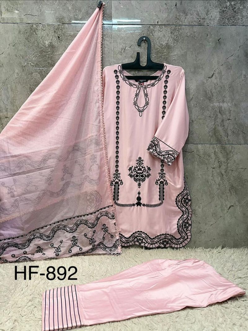 Hoor Tex 892 A To D Rayon Satin Embroidered Salwar Kameez Catalog — Wholesale Readymade Suit, hoor Tex wholesale from Surat — view 7