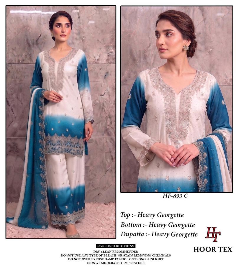 Hoor Tex 893 A To D Georgette Embroidered Salwar Kameez Catalog — Wholesale Kurtis, hoor Tex wholesale from Surat — view 3