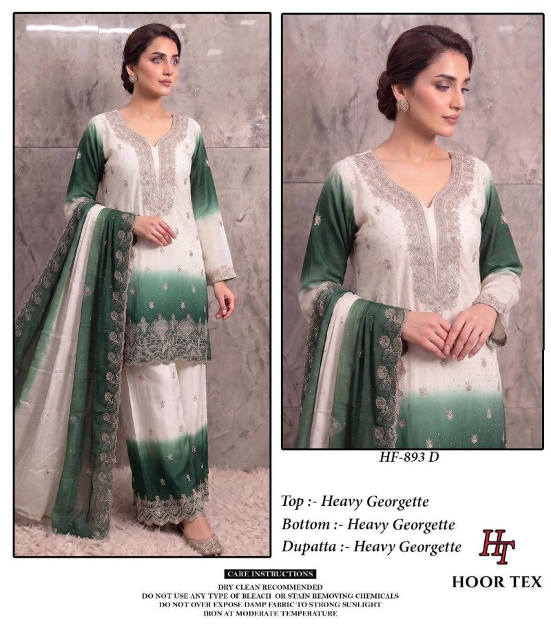 Hoor Tex 893 A To D Georgette Embroidered Salwar Kameez Catalog — Wholesale Kurtis, hoor Tex wholesale from Surat — view 4