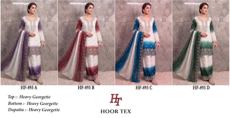 Hoor Tex 893 A To D Georgette Embroidered Salwar Kameez Catalog — Wholesale Kurtis, hoor Tex wholesale from Surat — view 9