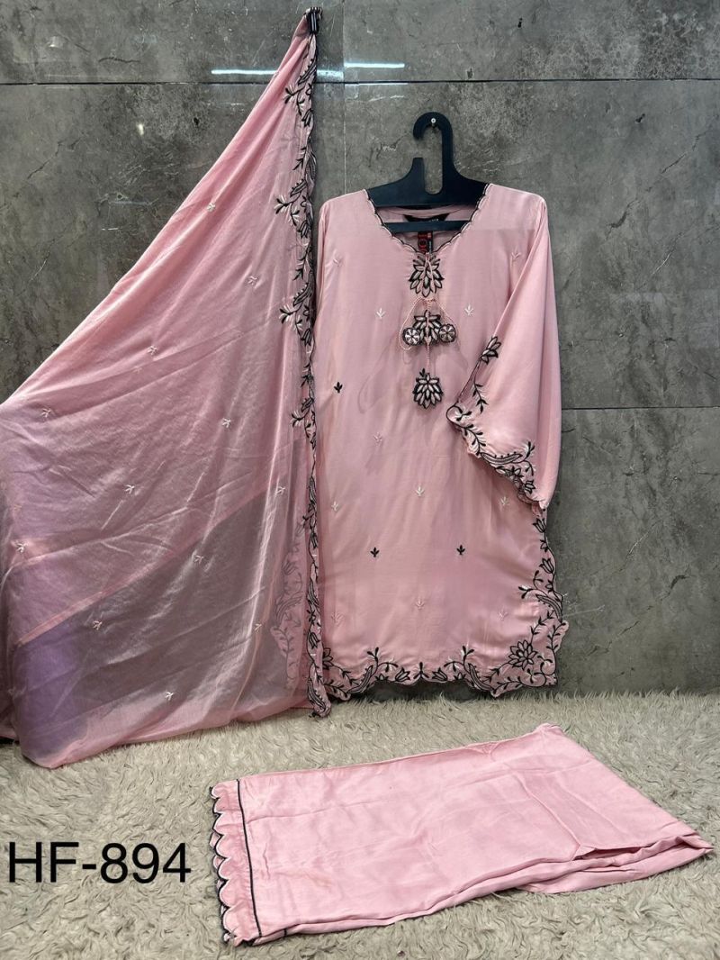 Hoor Tex 894 A To D Rayon Satin Embroidered Salwar Kameez Catalog — Wholesale Pakistani Suits, hoor Tex wholesale from Surat — view 7