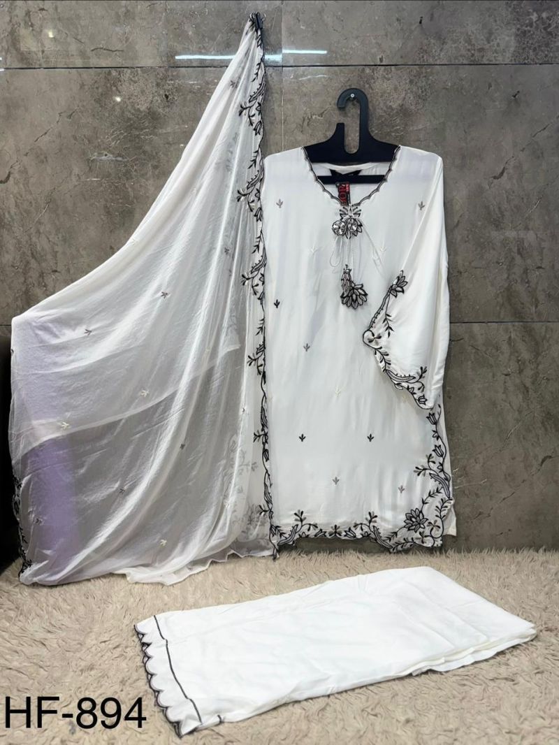 Hoor Tex 894 A To D Rayon Satin Embroidered Salwar Kameez Catalog — Wholesale Pakistani Suits, hoor Tex wholesale from Surat — view 2
