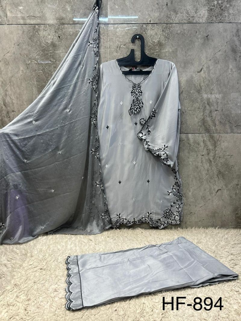 Hoor Tex 894 A To D Rayon Satin Embroidered Salwar Kameez Catalog — Wholesale Pakistani Suits, hoor Tex wholesale from Surat — view 8