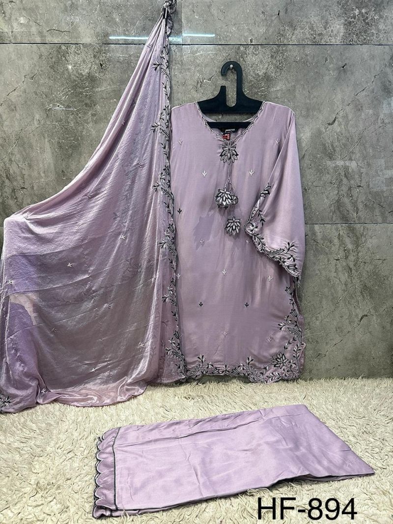 Hoor Tex 894 A To D Rayon Satin Embroidered Salwar Kameez Catalog — Wholesale Pakistani Suits, hoor Tex wholesale from Surat — view 9