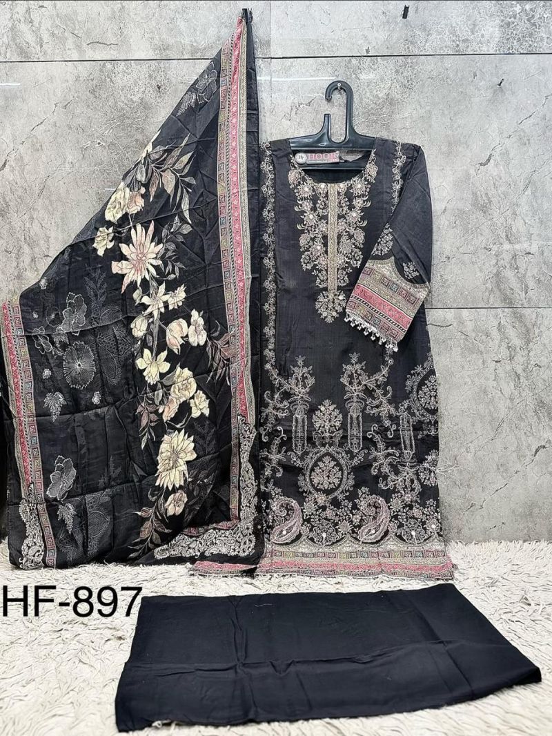 Hoor Tex 897 A To C Muslin Print Embroidered Salwar Kameez Catalog — Wholesale Salwar Suits, hoor Tex wholesale from Surat — view 5