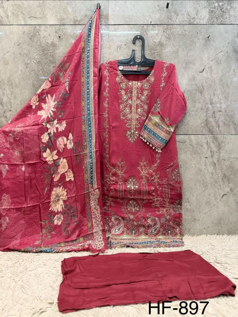 Hoor Tex 897 A To C Muslin Print Embroidered Salwar Kameez Catalog — Wholesale Salwar Suits, hoor Tex wholesale from Surat — view 6