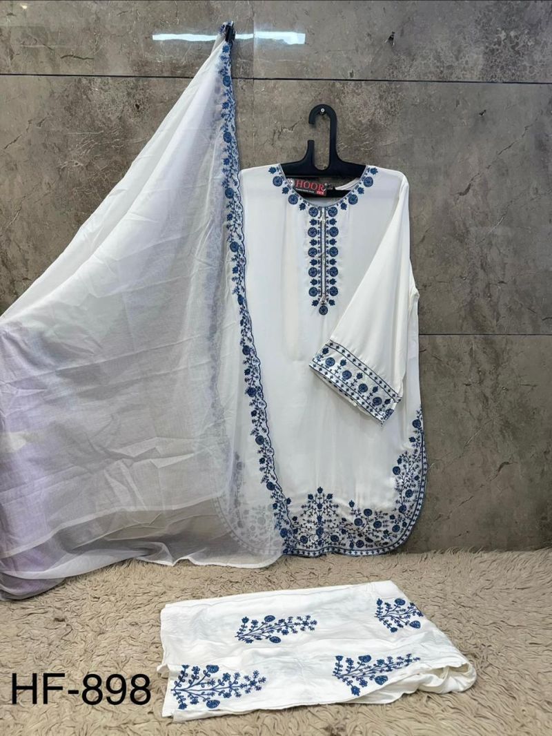 Hoor Tex 898 A To D Rayon Satin Embroidered Salwar Kameez Catalog — Wholesale Salwar Suits, hoor Tex wholesale from Surat — view 4