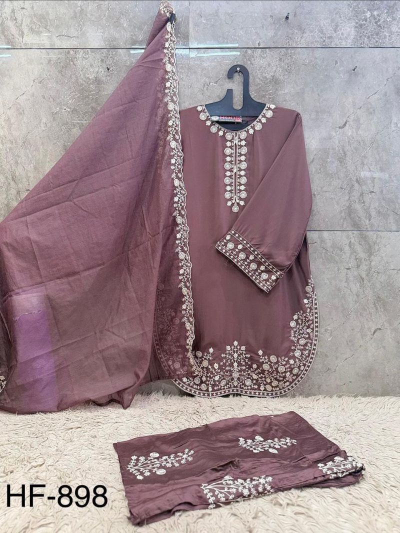 Hoor Tex 898 A To D Rayon Satin Embroidered Salwar Kameez Catalog — Wholesale Salwar Suits, hoor Tex wholesale from Surat — view 6