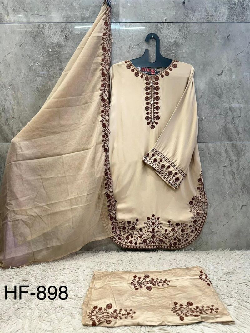 Hoor Tex 898 A To D Rayon Satin Embroidered Salwar Kameez Catalog — Wholesale Salwar Suits, hoor Tex wholesale from Surat — view 8