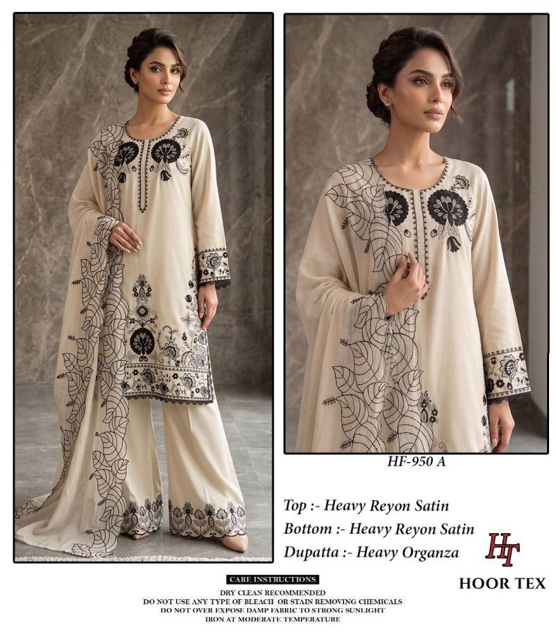Hoor Tex 950 A To D Rayon Satin Embroidered Salwar Kameez Catalog — Wholesale Salwar Suits, hoor Tex wholesale from Surat — view 8