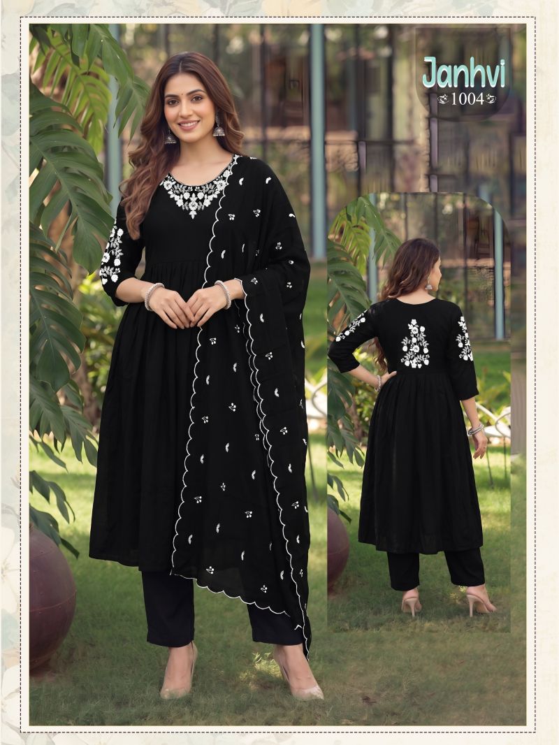 Janhvi Vol 2 Mul Chanderi Embroidered Kurti With Bottom Dupatta — Wholesale Readymade Suit, Vardan Ethnic wholesale from Surat — view 7