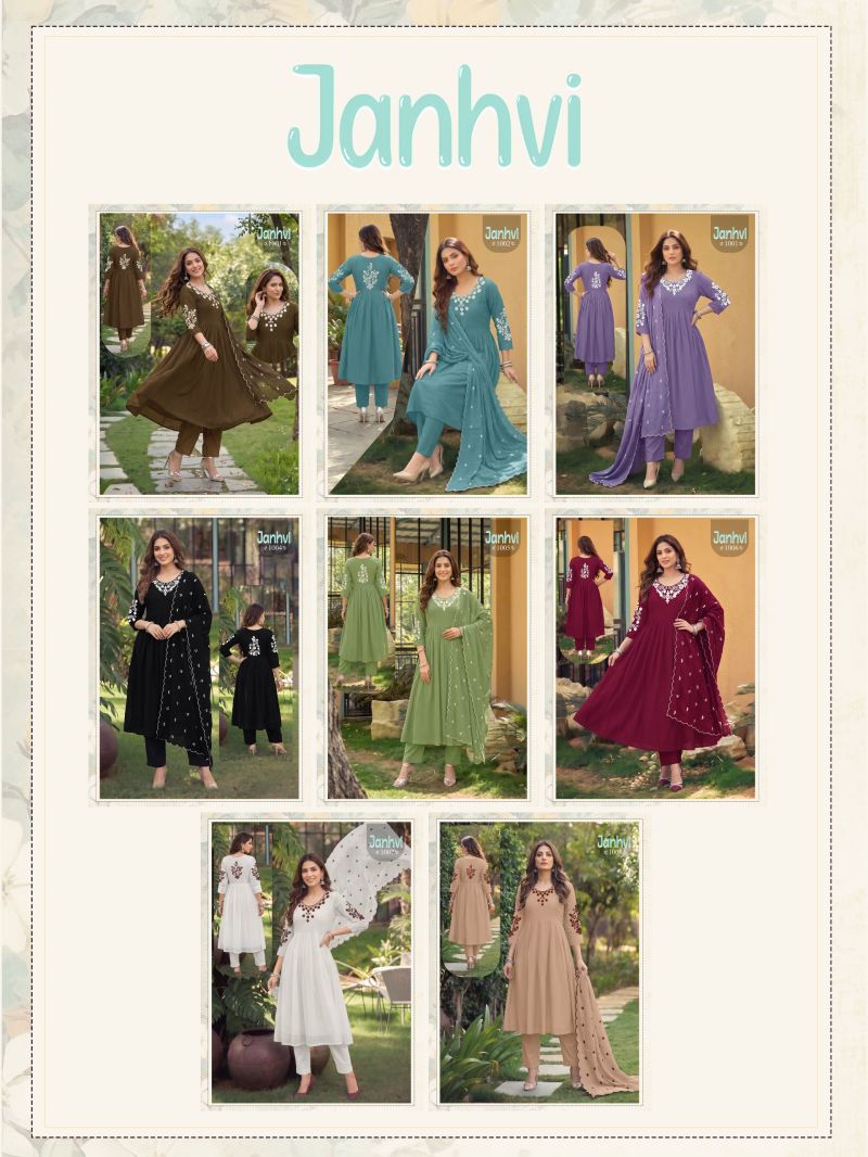 Janhvi Vol 2 Mul Chanderi Embroidered Kurti With Bottom Dupatta — Wholesale Readymade Suit, Vardan Ethnic wholesale from Surat — view 8