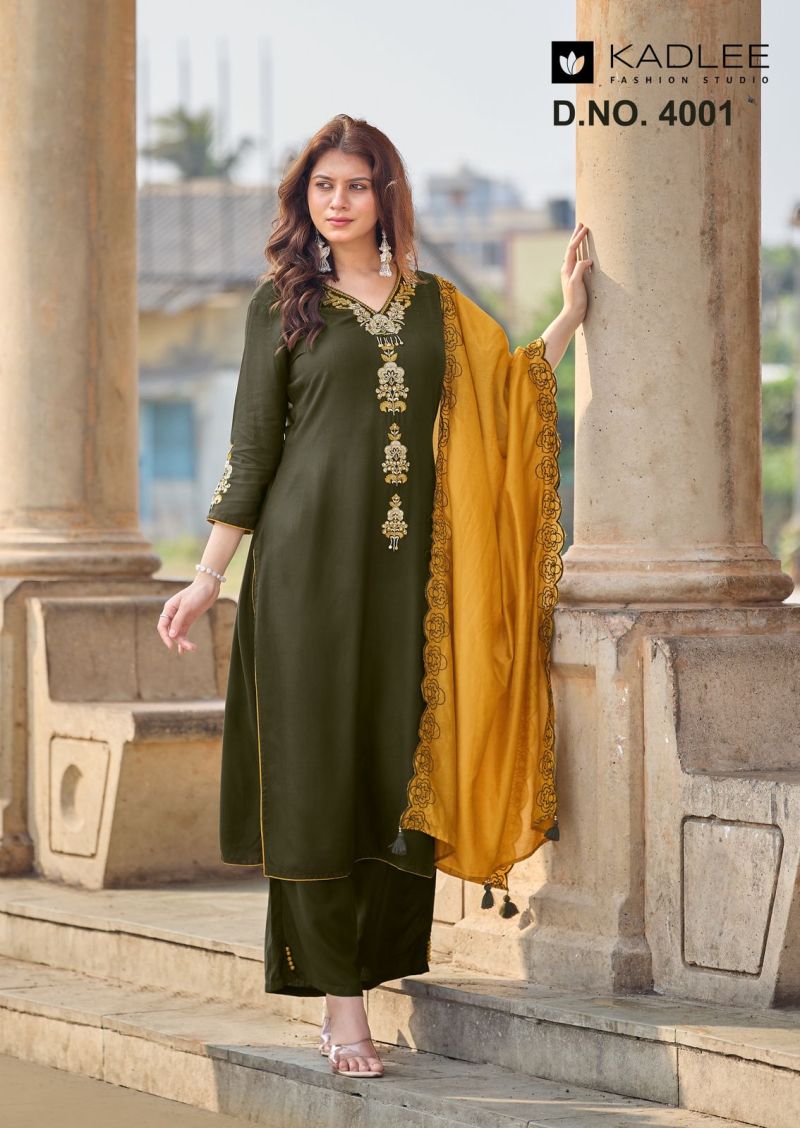 Kadlee Sangini Rayon Handwork Kurti With Bottom Dupatta Set — Wholesale Readymade Suit, MPA wholesale from Surat — view 9