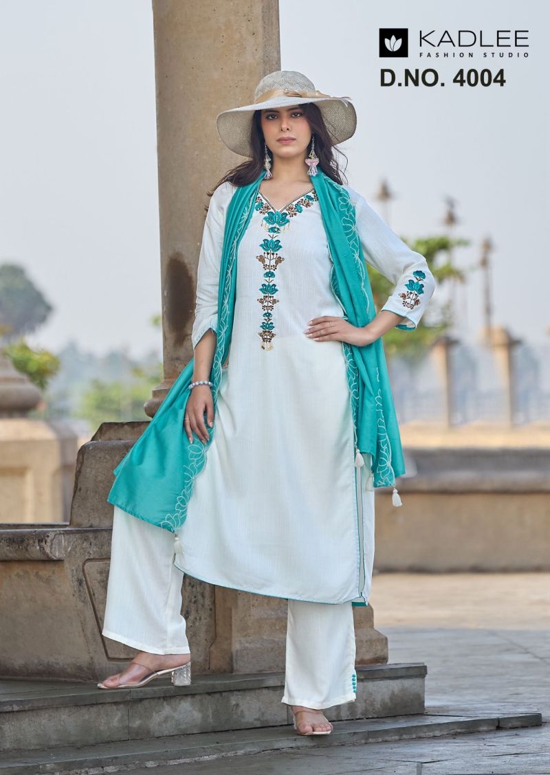Kadlee Sangini Rayon Handwork Kurti With Bottom Dupatta Set — Wholesale Readymade Suit, MPA wholesale from Surat — view 7