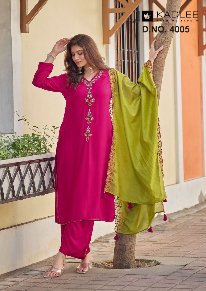 Kadlee Sangini Rayon Handwork Kurti With Bottom Dupatta Set — Wholesale Readymade Suit, MPA wholesale from Surat — view 5