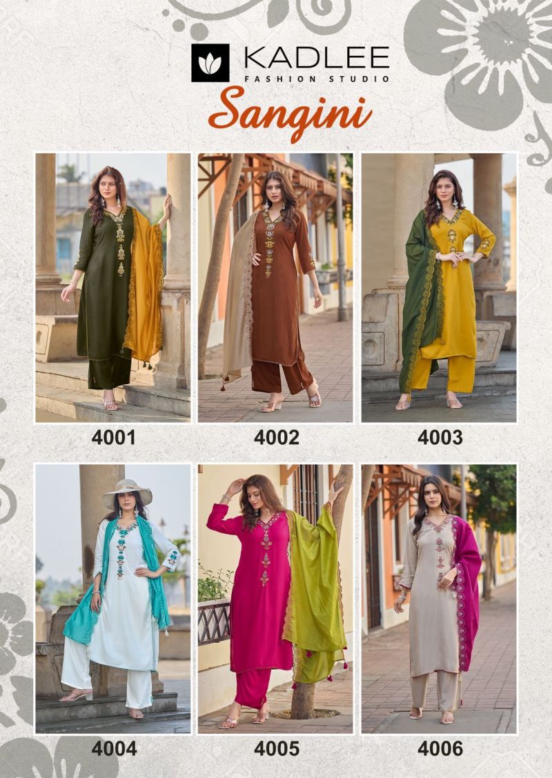 Kadlee Sangini Rayon Handwork Kurti With Bottom Dupatta Set — Wholesale Readymade Suit, MPA wholesale from Surat — view 4