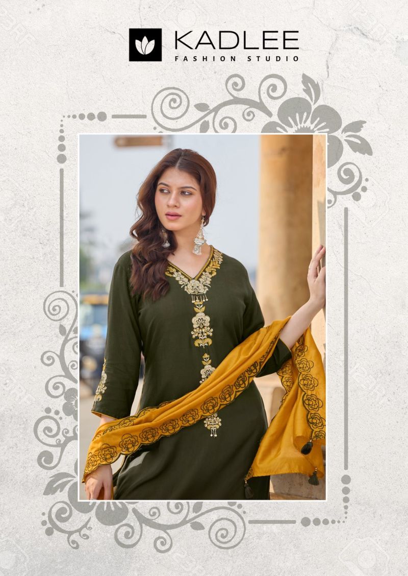 Kadlee Sangini Rayon Handwork Kurti With Bottom Dupatta Set — Wholesale Readymade Suit, MPA wholesale from Surat — view 3
