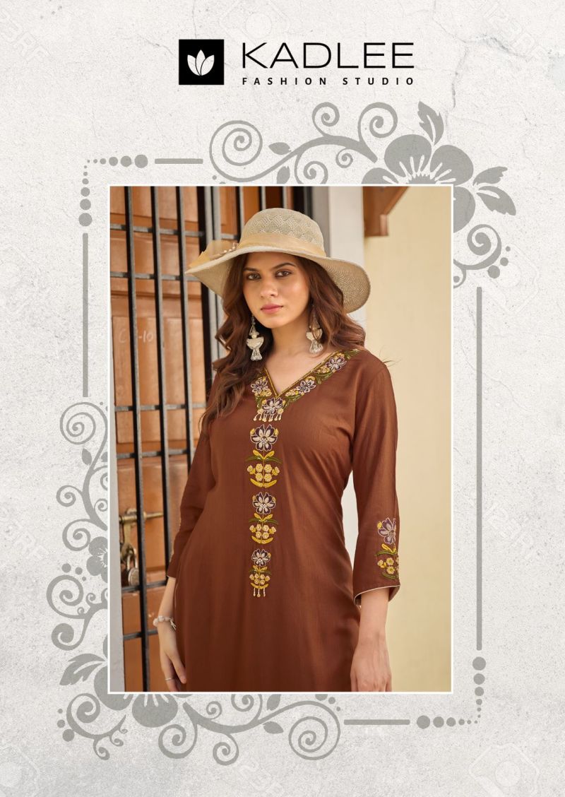 Kadlee Sangini Rayon Handwork Kurti With Bottom Dupatta Set — Wholesale Readymade Suit, MPA wholesale from Surat — view 2