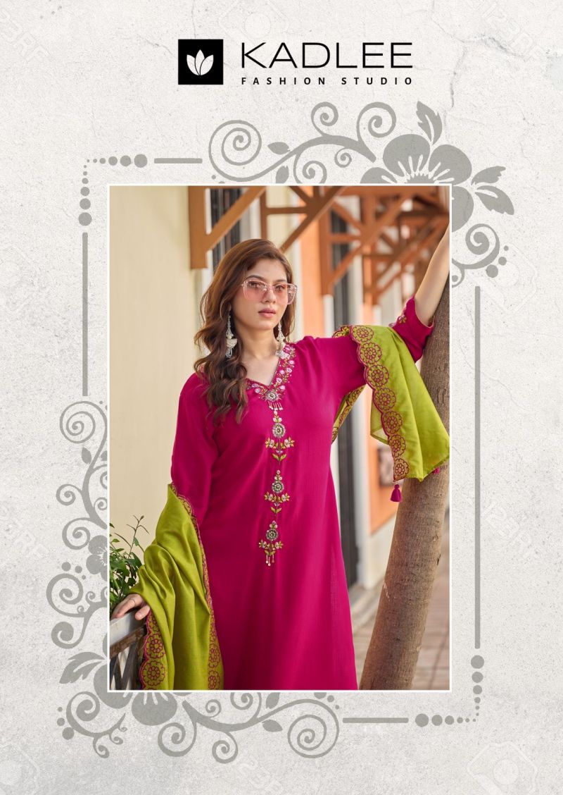 Kadlee Sangini Rayon Handwork Kurti With Bottom Dupatta Set — Wholesale Readymade Suit, MPA wholesale from Surat — view 10