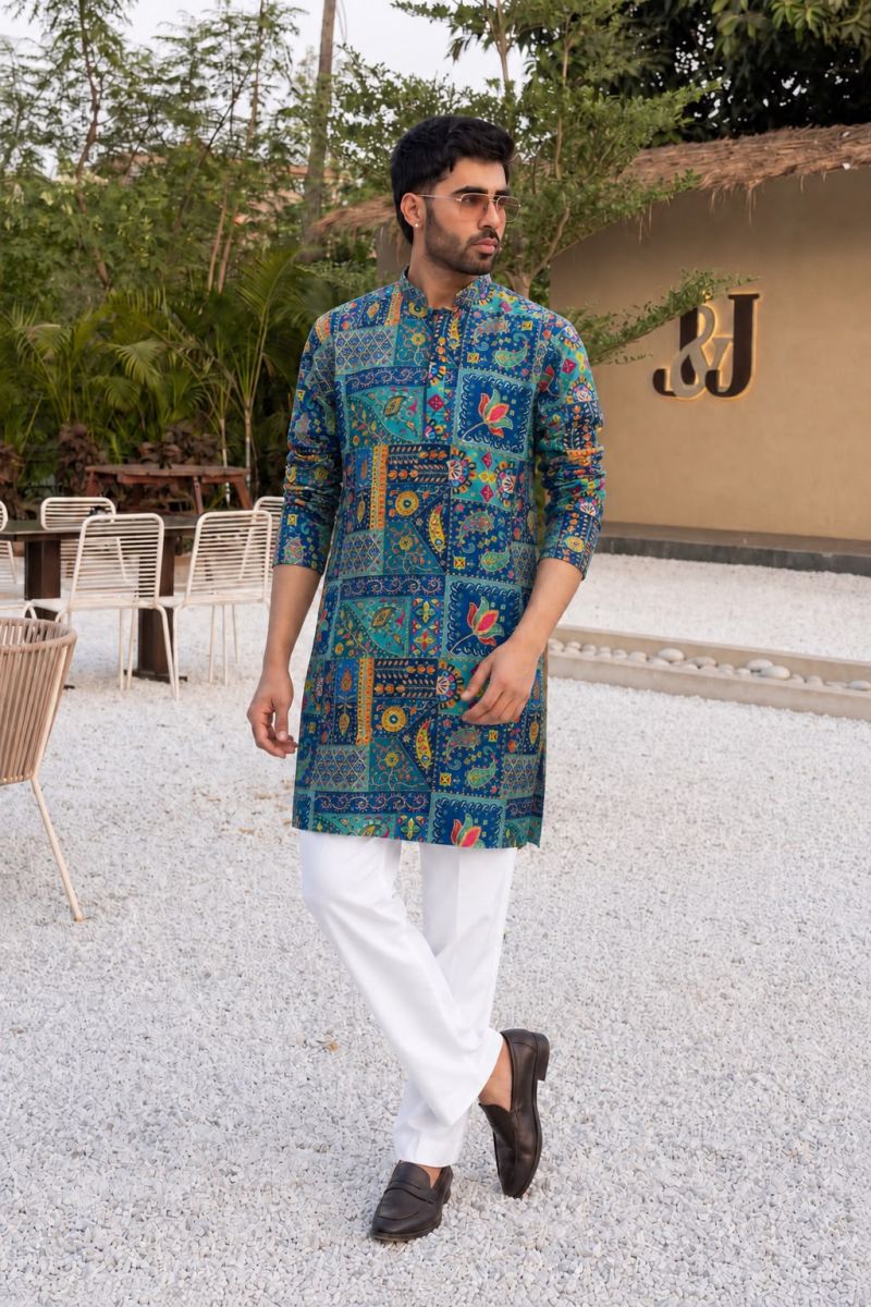Kalki Mens Vol 1 Crepe Position Work Mans Kurta With Pant — Men's Wear, Vardan Ethnic wholesale from Surat — view 2
