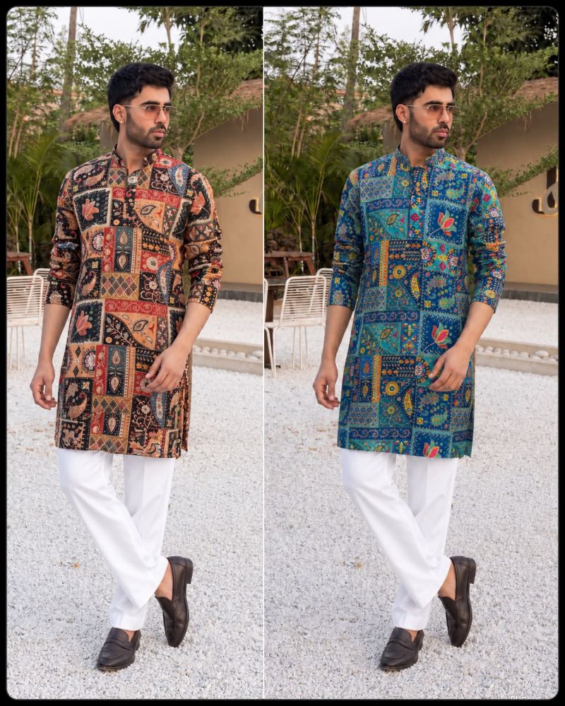 Kalki Mens Vol 1 Crepe Position Work Mans Kurta With Pant — Men's Wear, Vardan Ethnic wholesale from Surat — view 3
