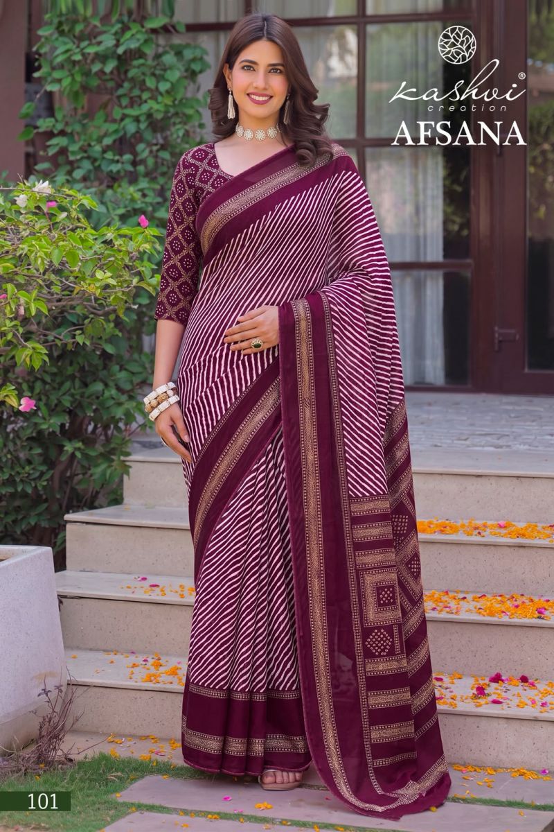 Kashvi Afsana Vol 1 Dull Moss Lehariya Printed Saree Catalog — BASES ON OCCASION, Vardan Ethnic wholesale from Surat — view 5