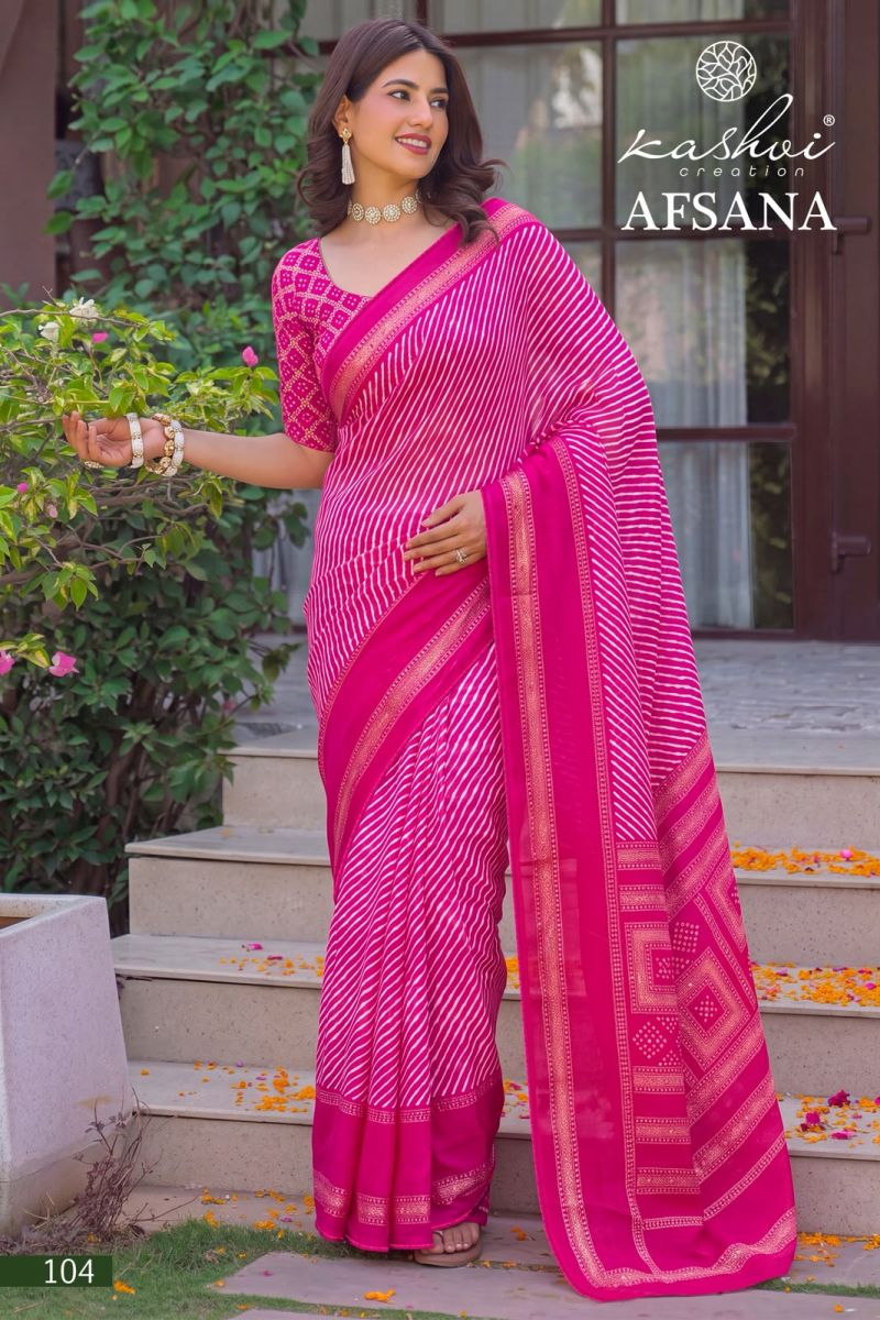 Kashvi Afsana Vol 1 Dull Moss Lehariya Printed Saree Catalog — BASES ON OCCASION, Vardan Ethnic wholesale from Surat — view 8